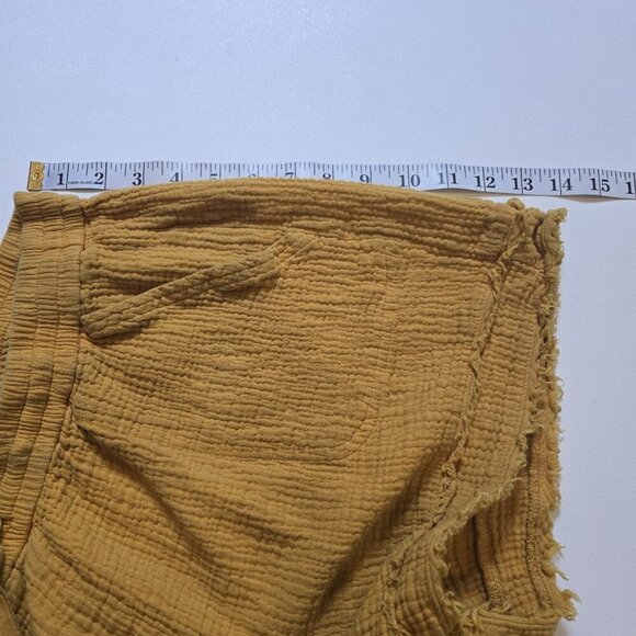 Anthropologie Marie frayed Cover Gauze shorts Saturday Sunday GOLD Medium Drawst - Picture 4 of 10